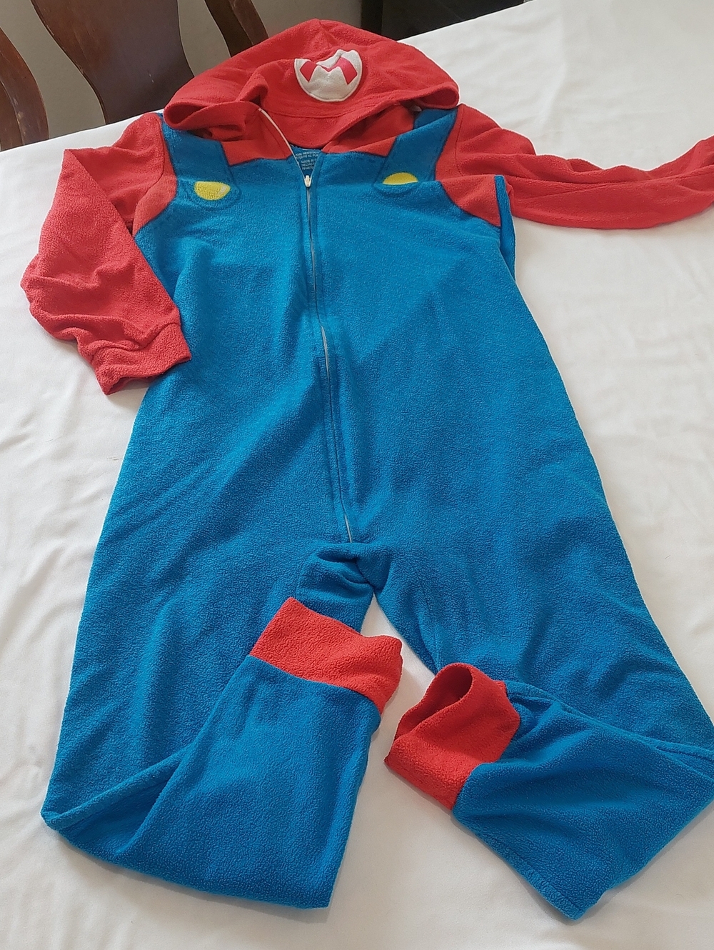 Nintendo Blue and Red Super Mario Fleece One-Piece Pajamas .size 8